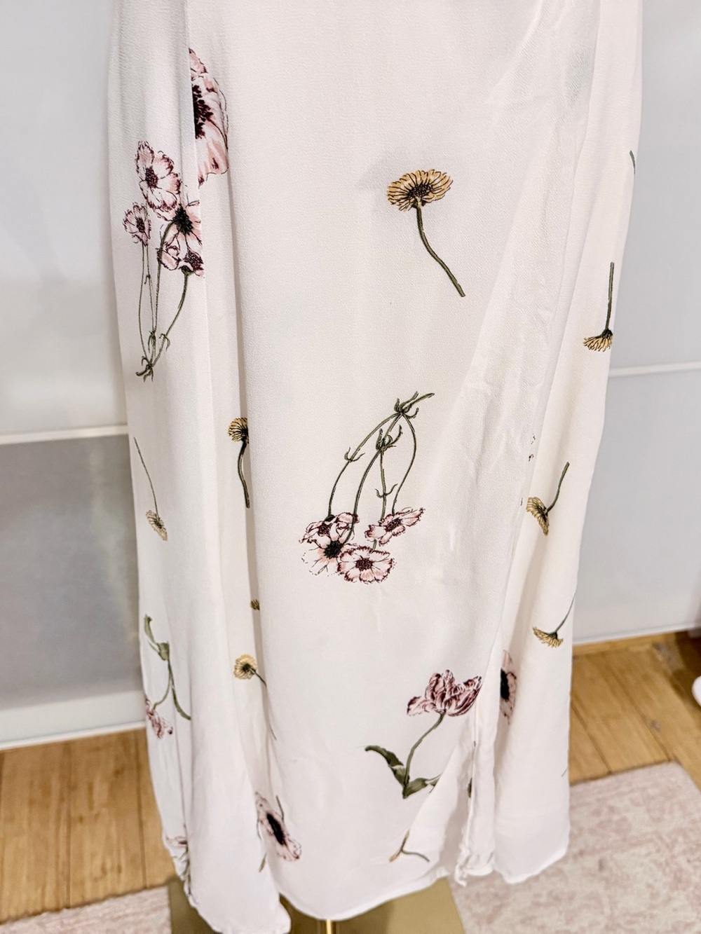 Reformation Ivory Floral Midi Wrap Dress - Picture 6 of 8